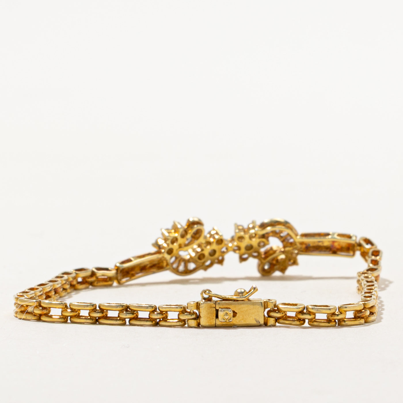 Diamond Cluster Panther Link Bracelet | 0.54ctw | 7.5"