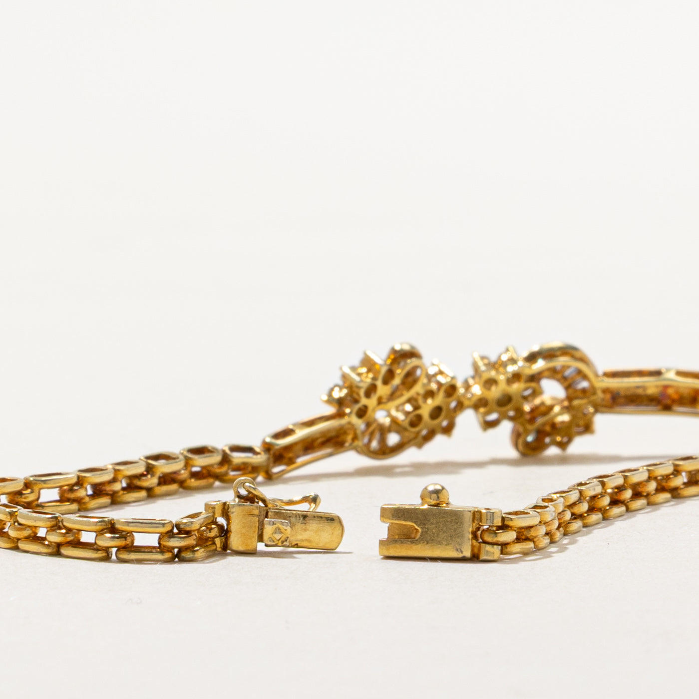 Diamond Cluster Panther Link Bracelet | 0.54ctw | 7.5"