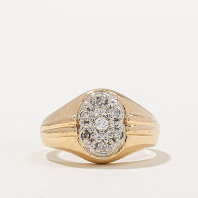 Pave Set Diamond Oval Shaped Signet Ring | 0.25ctw | SZ 8.75 |