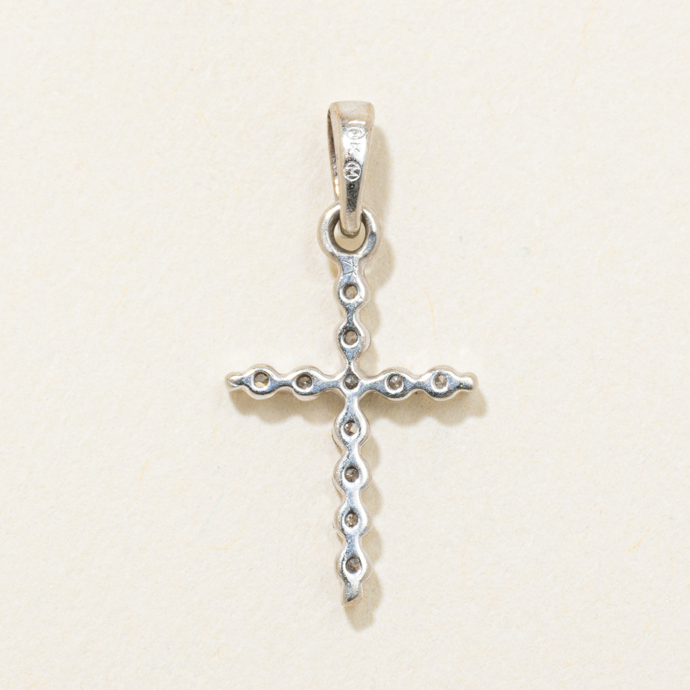 10k White Gold Diamond Cross Pendant