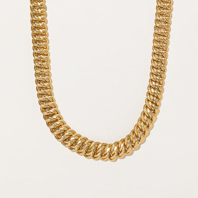 Italian 18K Yellow Gold Panther Link Chain | 17