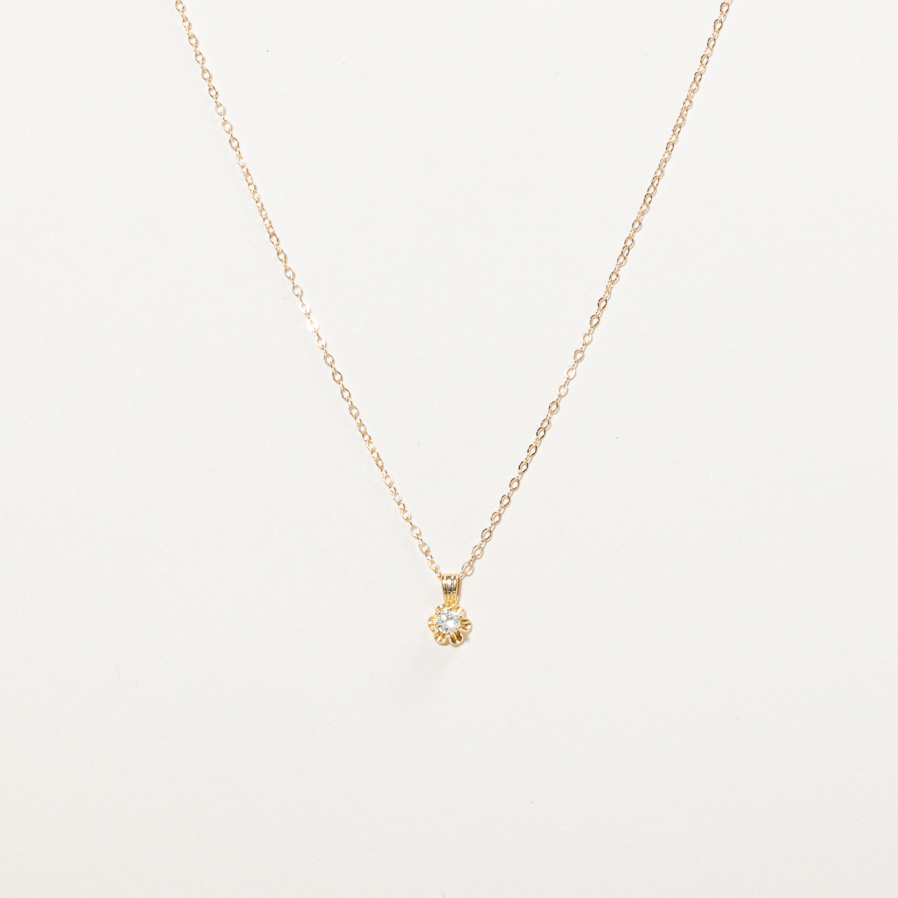 Yellow Gold Belcher Set Diamond Pendant Necklace | 0.13ct | 18"