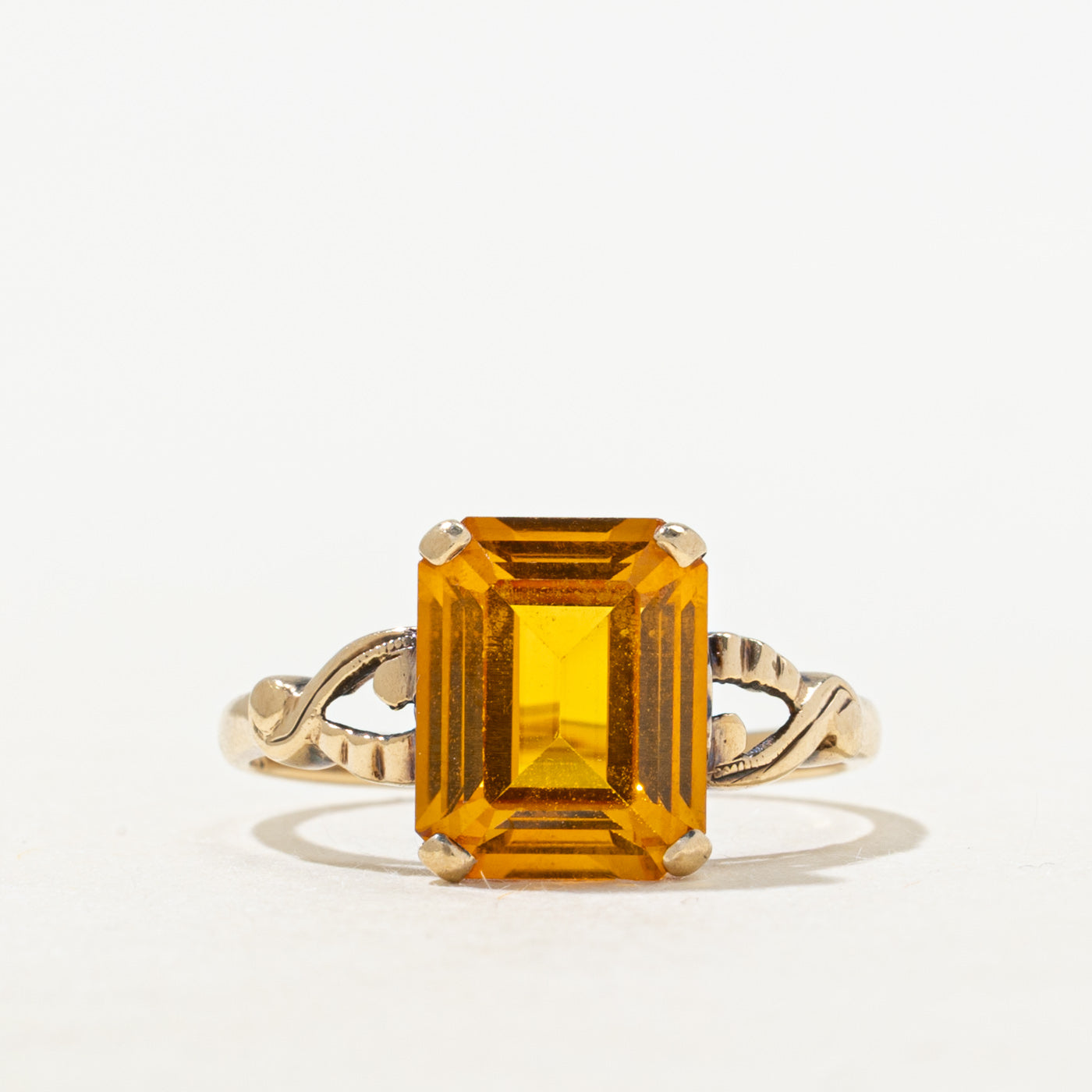 Synthetic Orange Sapphire Open Shank Ring | 3.80ct | SZ 6.25