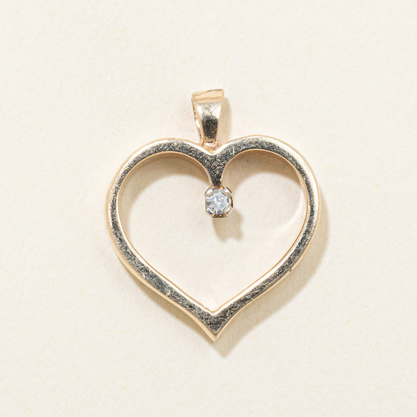 10k Yellow Gold Diamond Open Heart Pendant