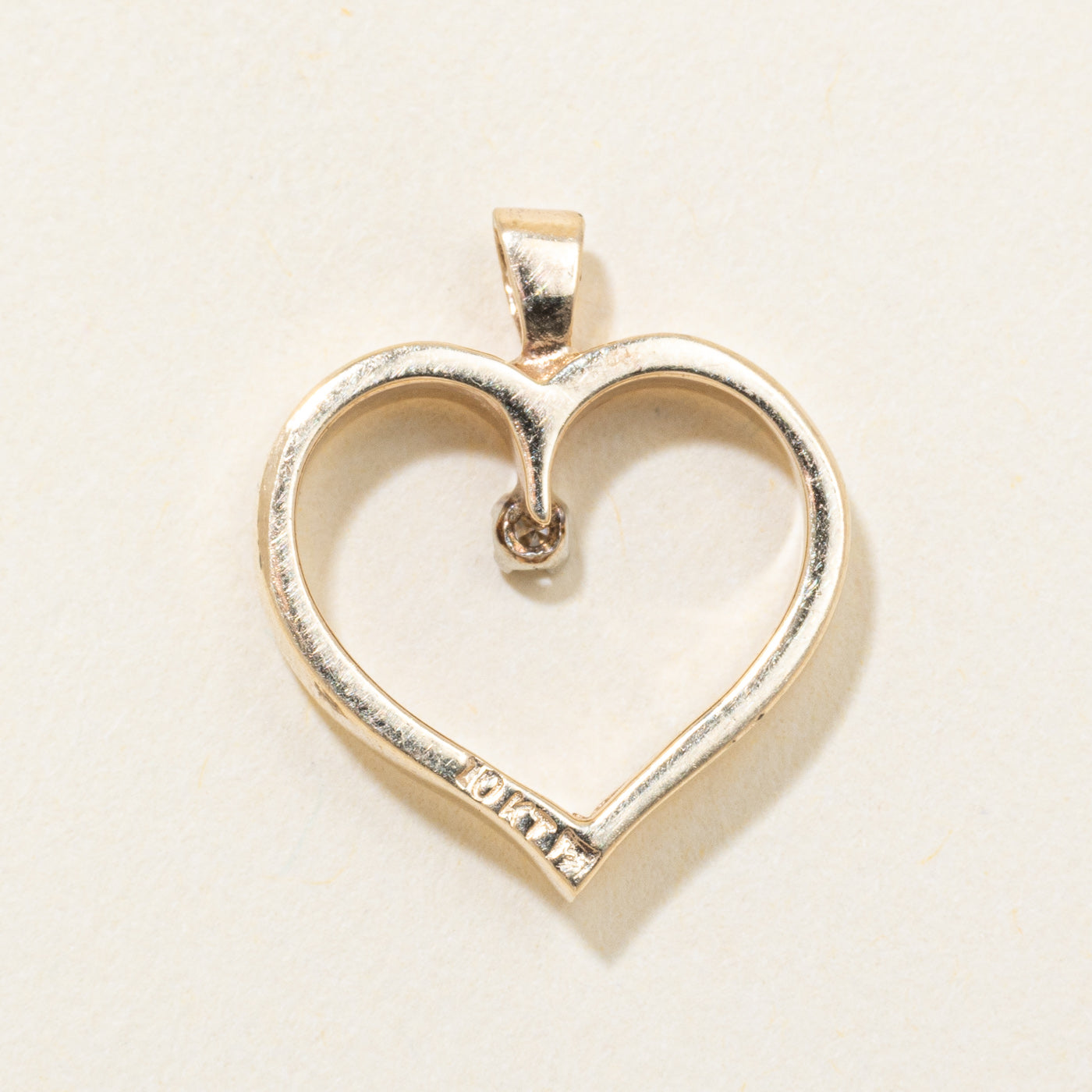 10k Yellow Gold Diamond Open Heart Pendant