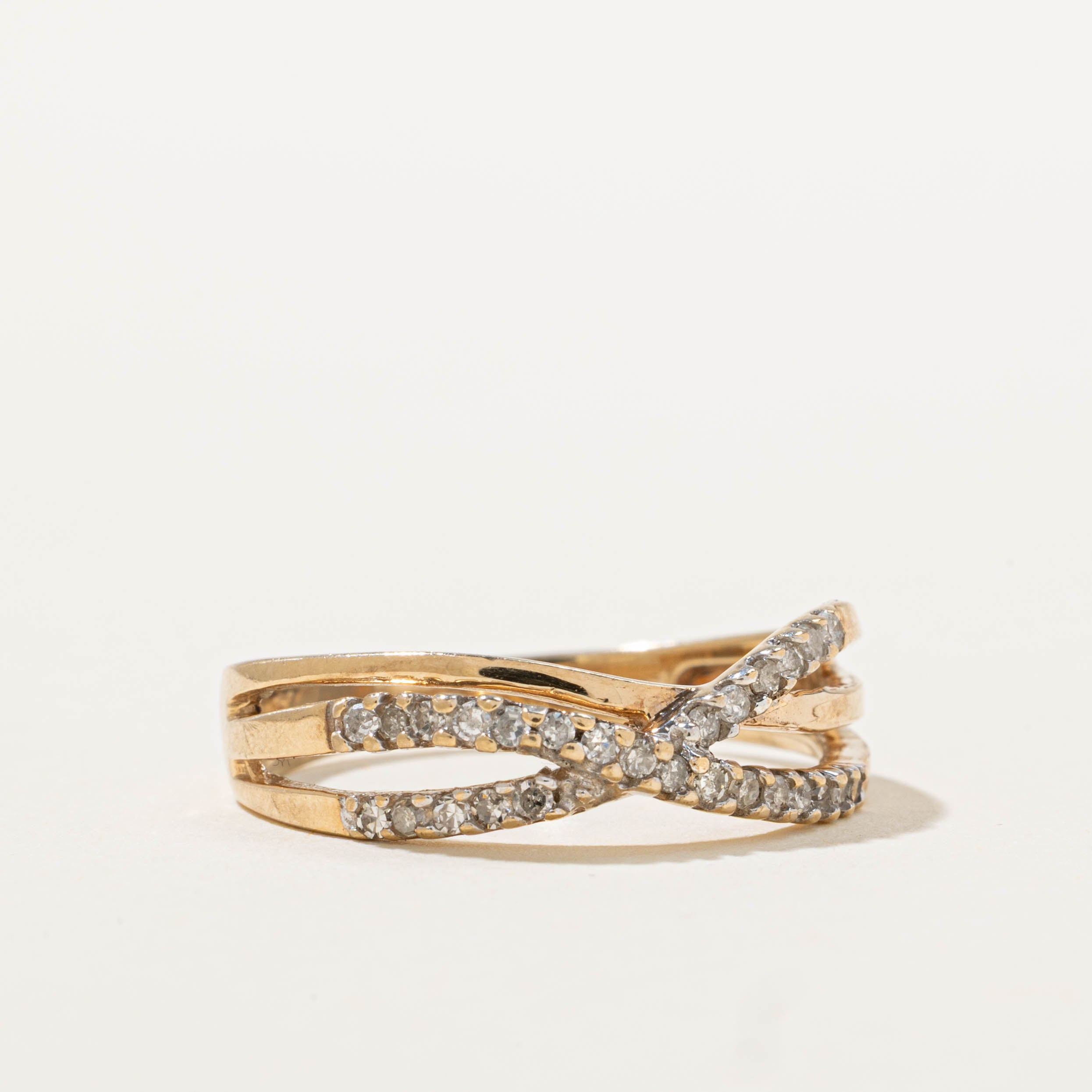 10k Pavé Set Diamond Crossover Ring | SZ 6.5