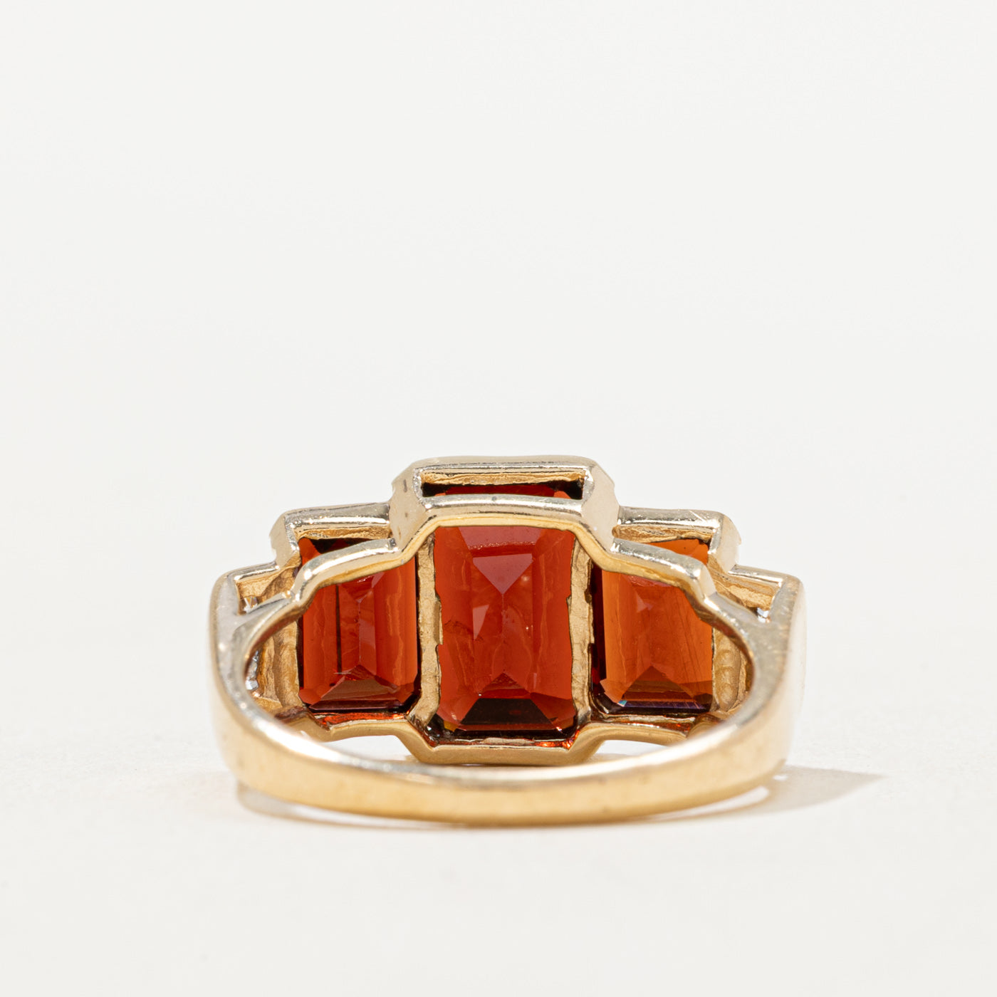 Three Stone Garnet & Diamond Ring | 5.75ctw, 0.03ctw | SZ 6.5