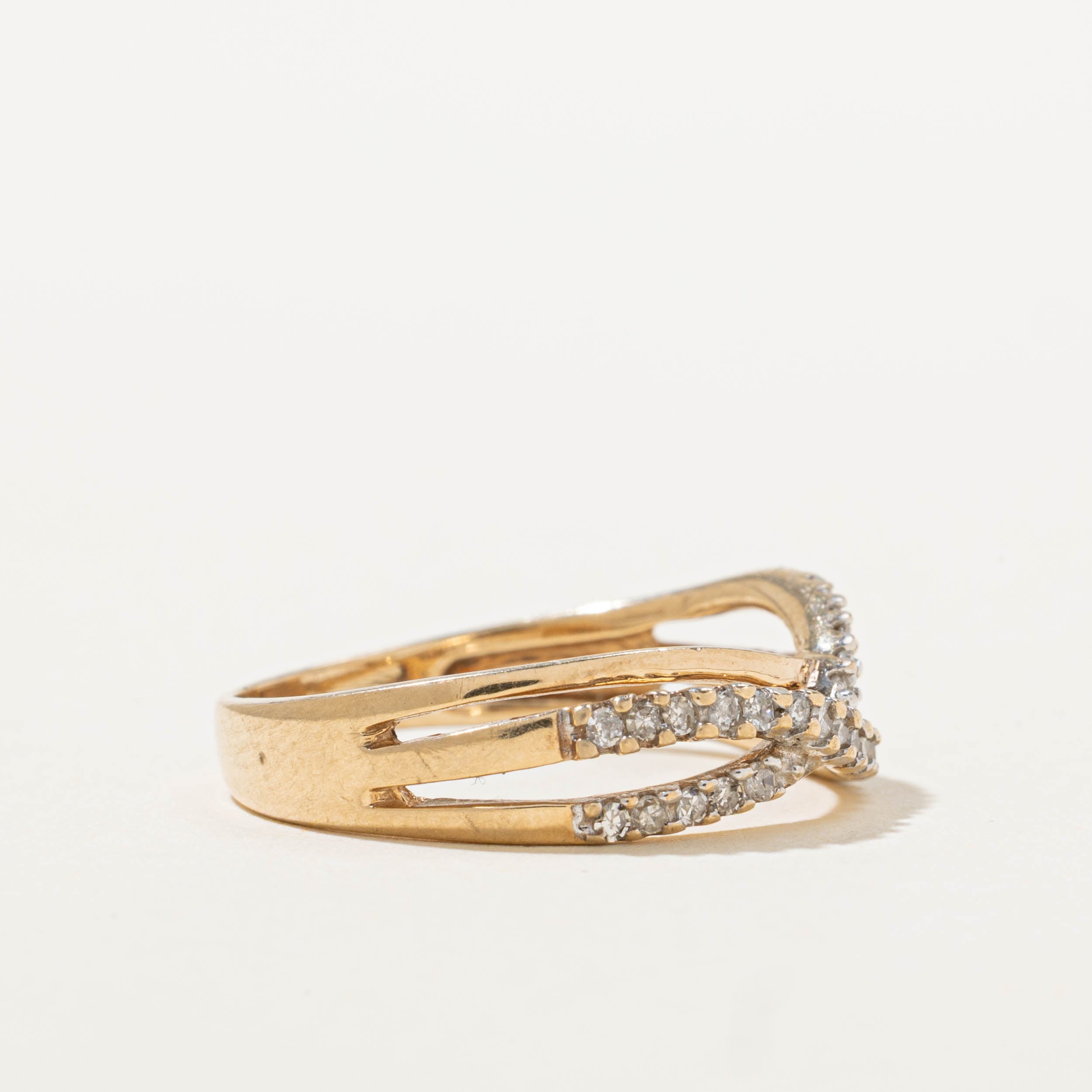 10k Pavé Set Diamond Crossover Ring | SZ 6.5