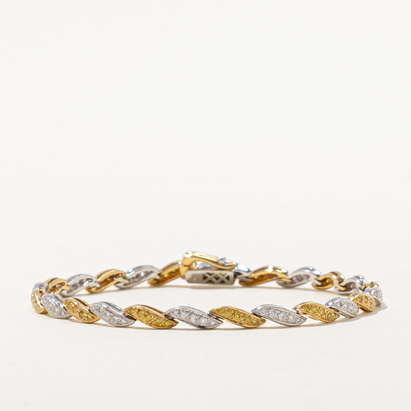 18k Yellow & White Diamond Tennis Bracelet | 0.96ctw | 7"