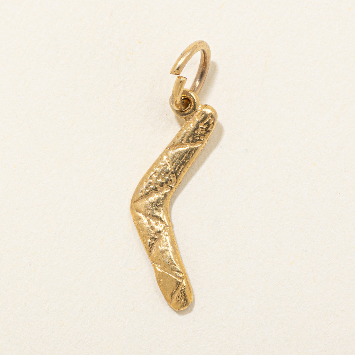 9k Yellow Gold Textured Boomerang Charm