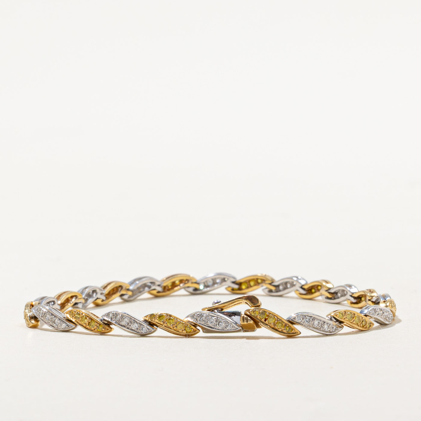18k Yellow & White Diamond Tennis Bracelet | 0.96ctw | 7"