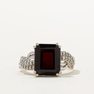 Garnet & Synthetic Colourless Sapphire Ring | 5.50ct, 0.24ctw | SZ 7.25