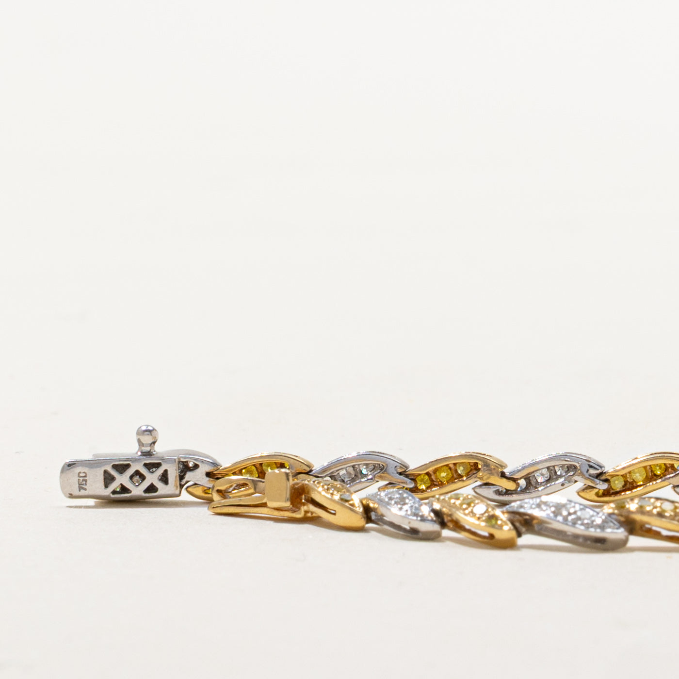 18k Yellow & White Diamond Tennis Bracelet | 0.96ctw | 7"