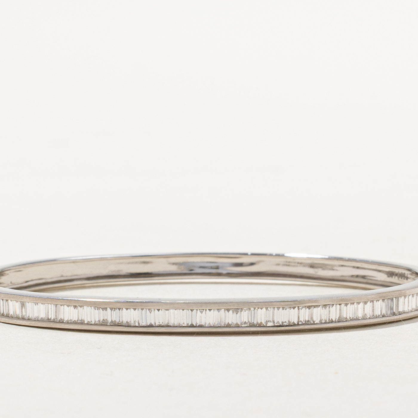 18k Channel Set Baguette Cut Diamond Bangle | 0.98ctw | 7"