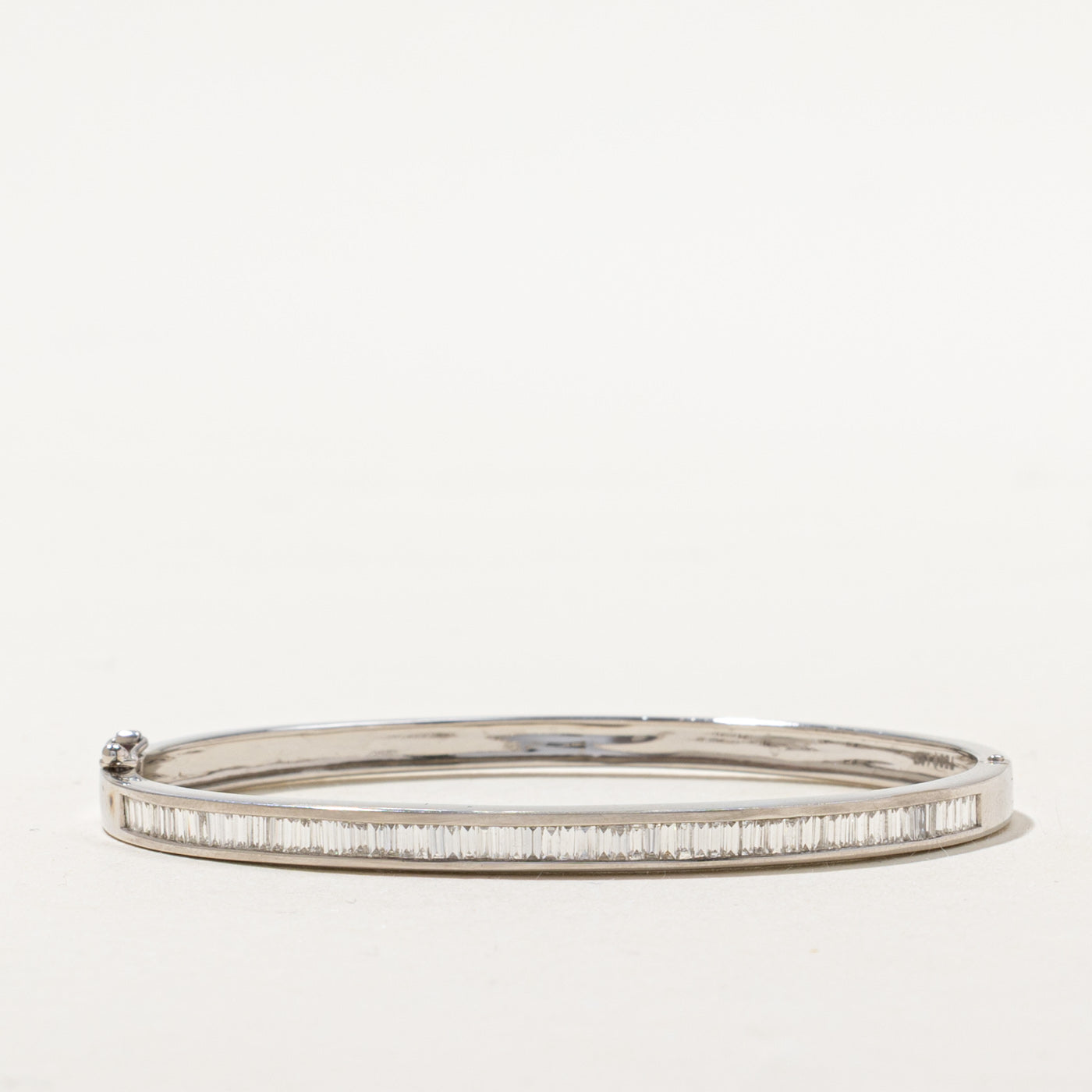 18k Channel Set Baguette Cut Diamond Bangle | 0.98ctw | 7"