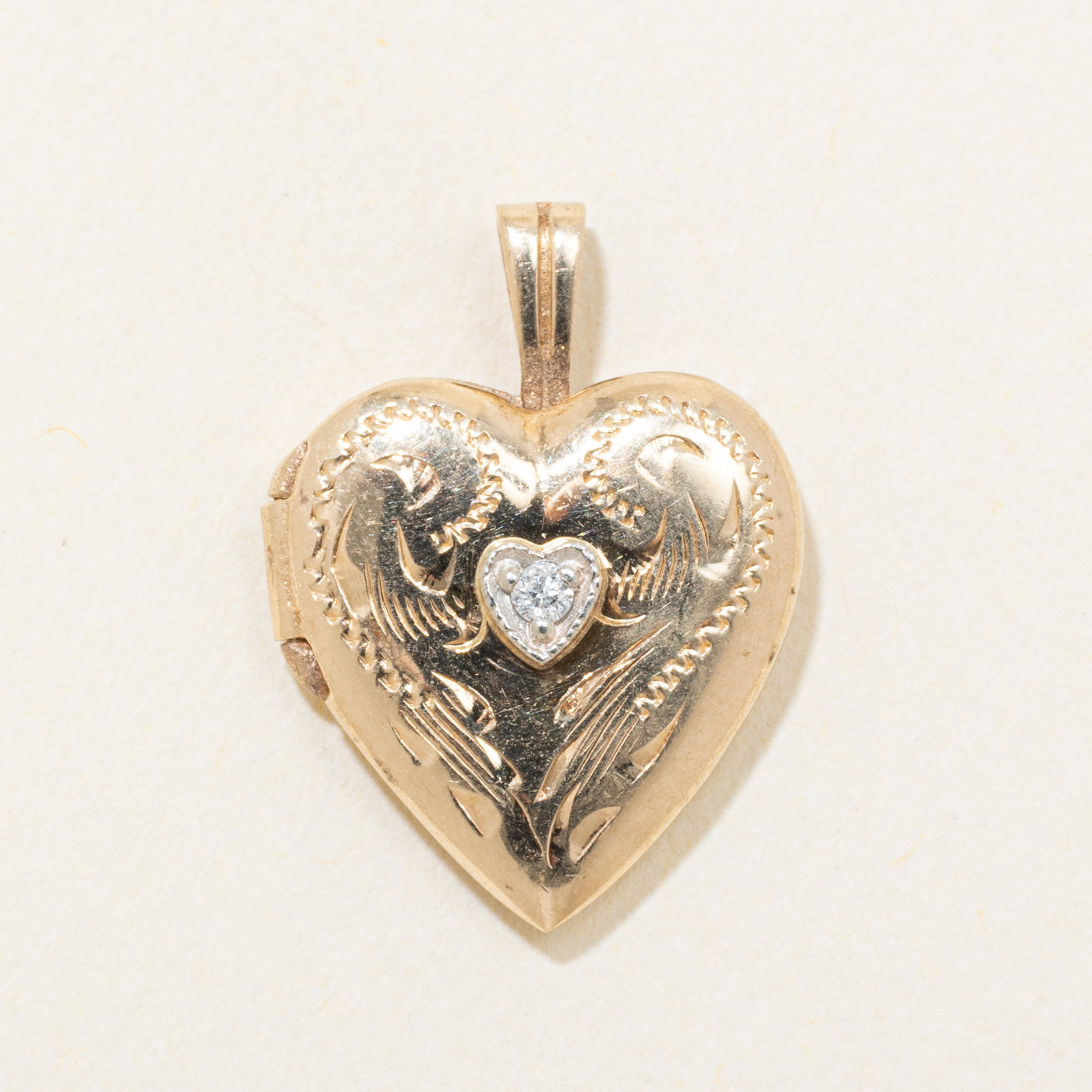 10k Diamond Engraved Heart Locket