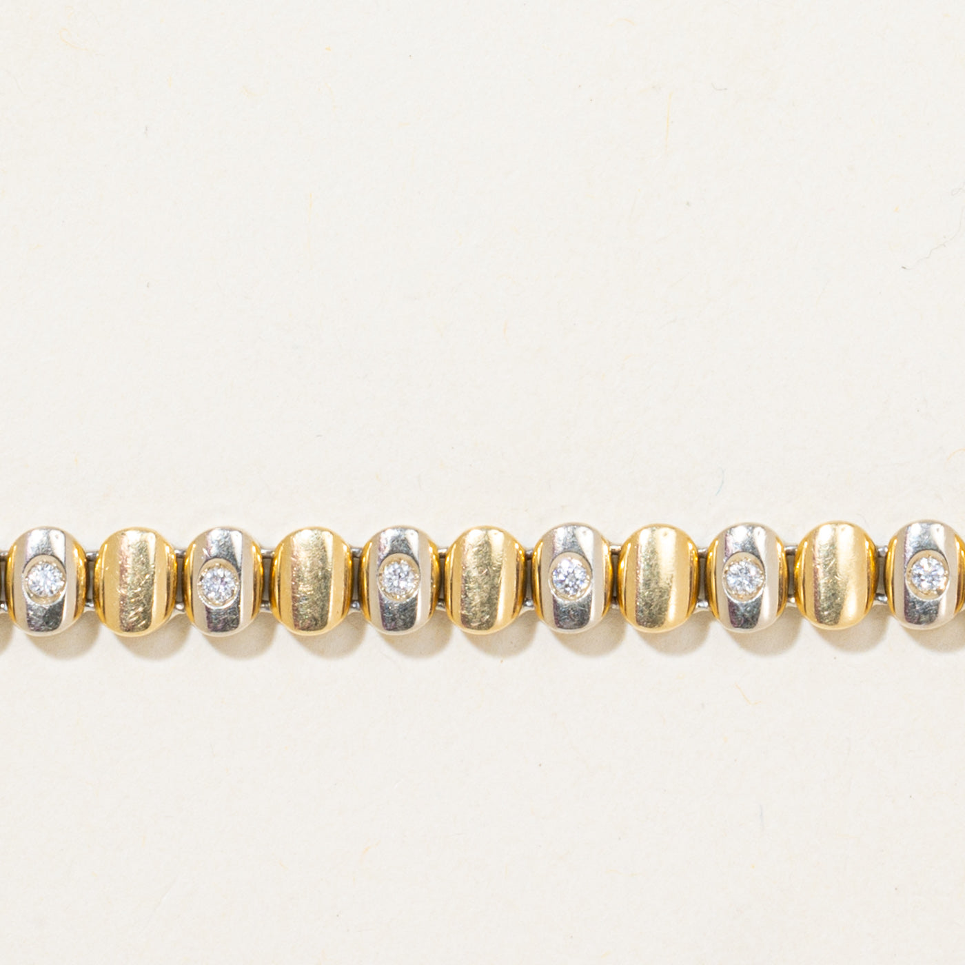 'Birks' 18k Flush Set Diamond Curved Link Bracelet | 0.40ctw | 7"