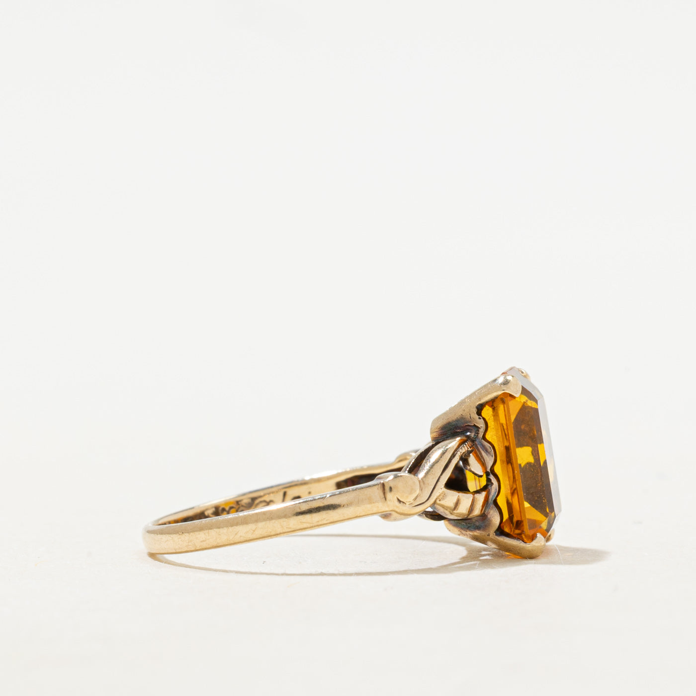 Synthetic Orange Sapphire Open Shank Ring | 3.80ct | SZ 6.25
