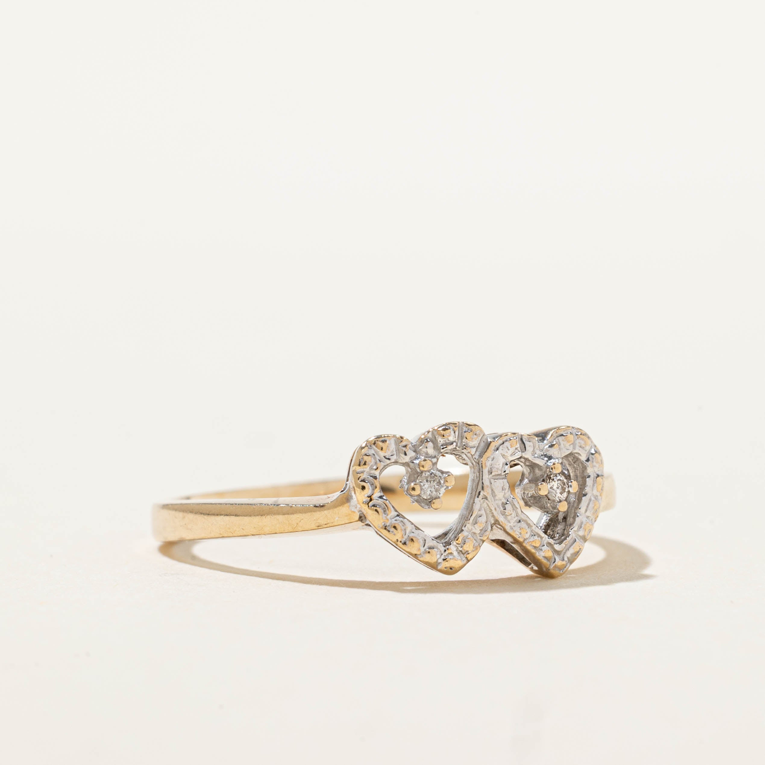 10k Diamond Double Heart Ring | SZ 8
