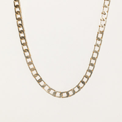 10K Yellow Gold Soft Squared Curb Link Chain | 25.5