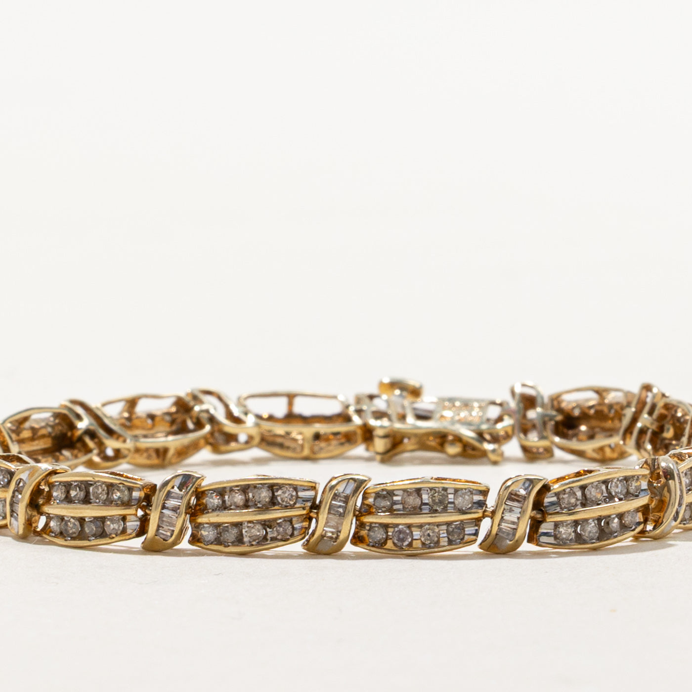 Multi Row Channel Set Diamond Tennis Bracelet | 1.45ctw | 7"