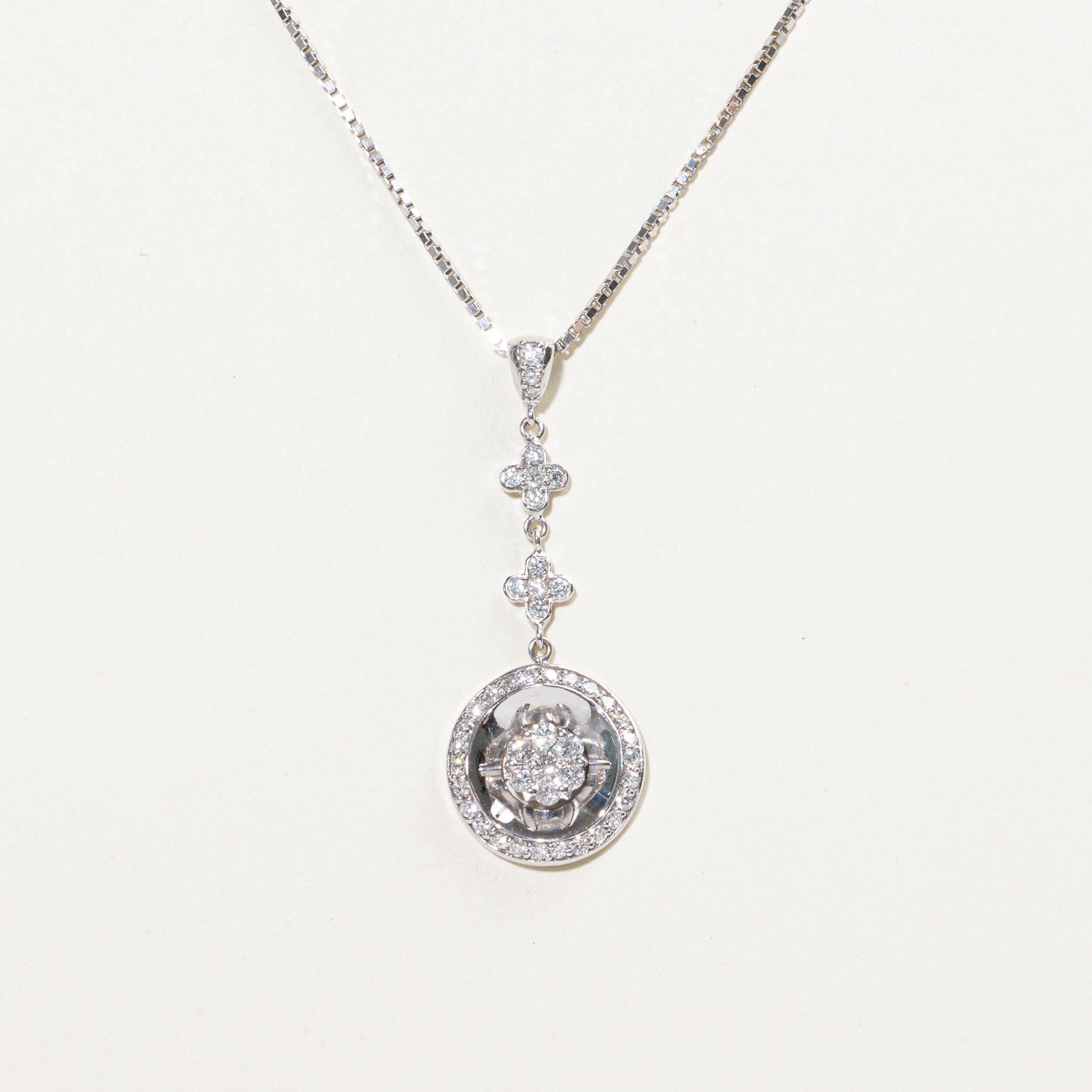 18k White Gold Diamond Drop Pendant Necklace | 0.62ct | 17"