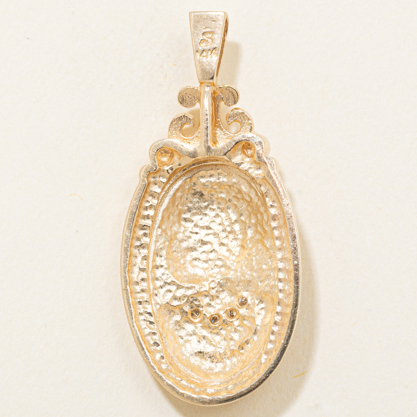 14k Yellow Gold Diamond Portrait Pendant