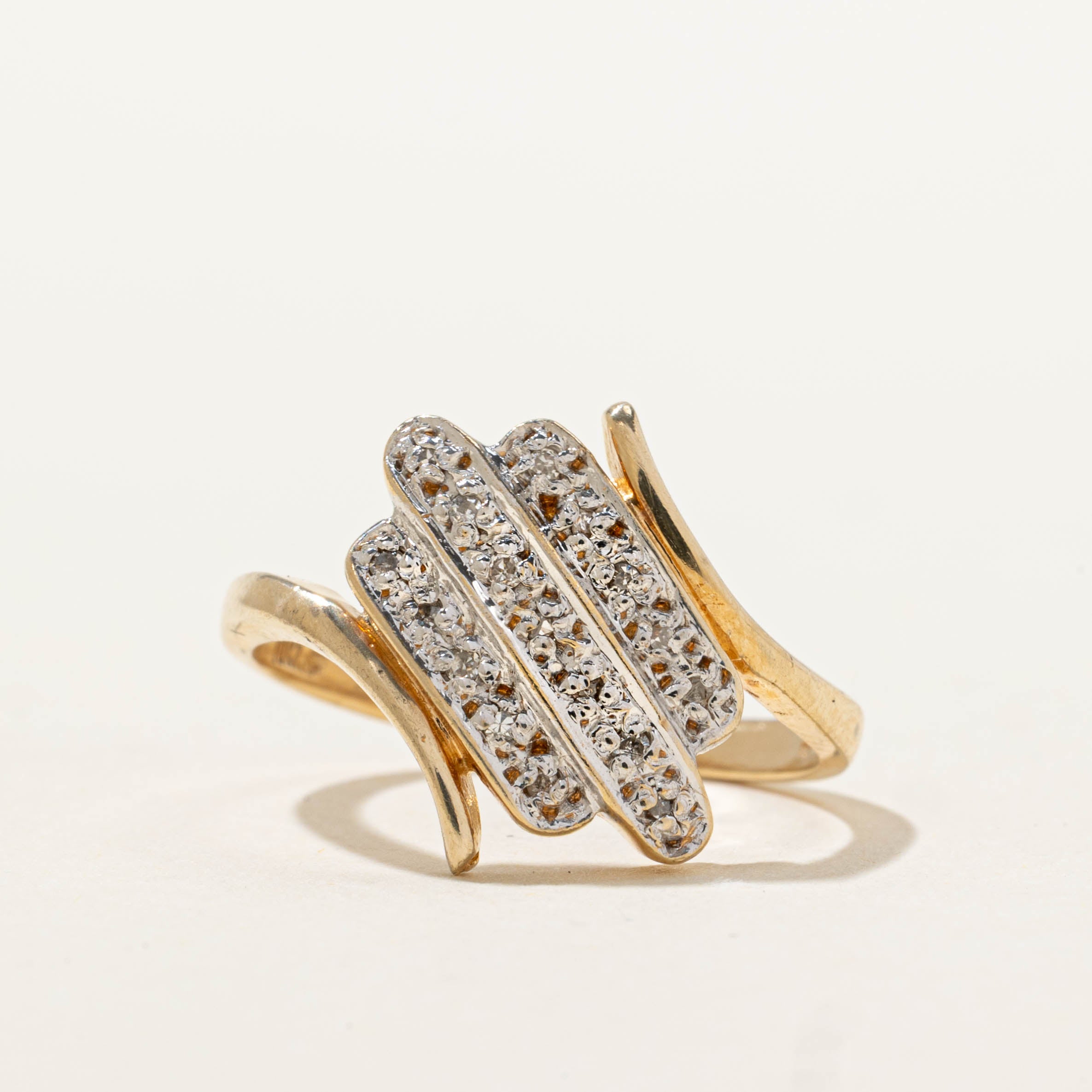 10k Diamond Multi Diagonal Row Bypass Ring | SZ 6