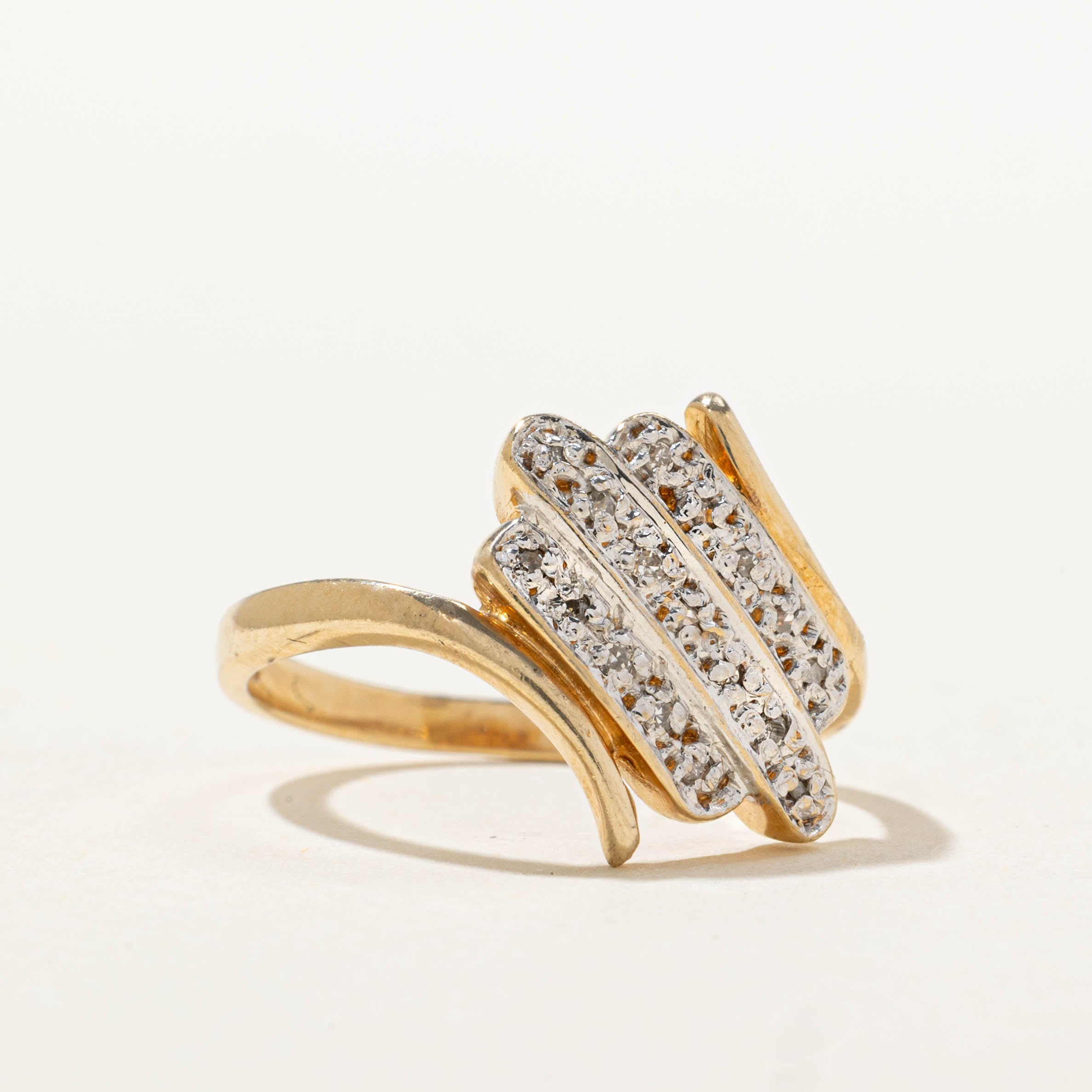 10k Diamond Multi Diagonal Row Bypass Ring | SZ 6