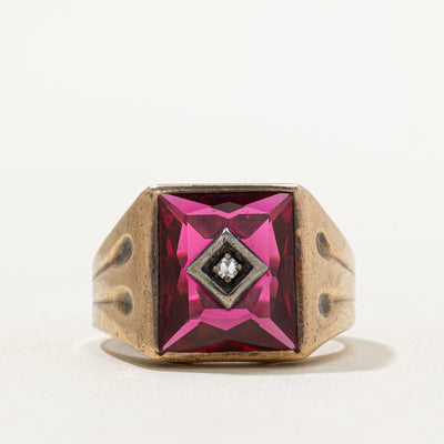 Synthetic Ruby & Diamond Statement Ring | 3.00ct, 0.03ct | SZ 9.75