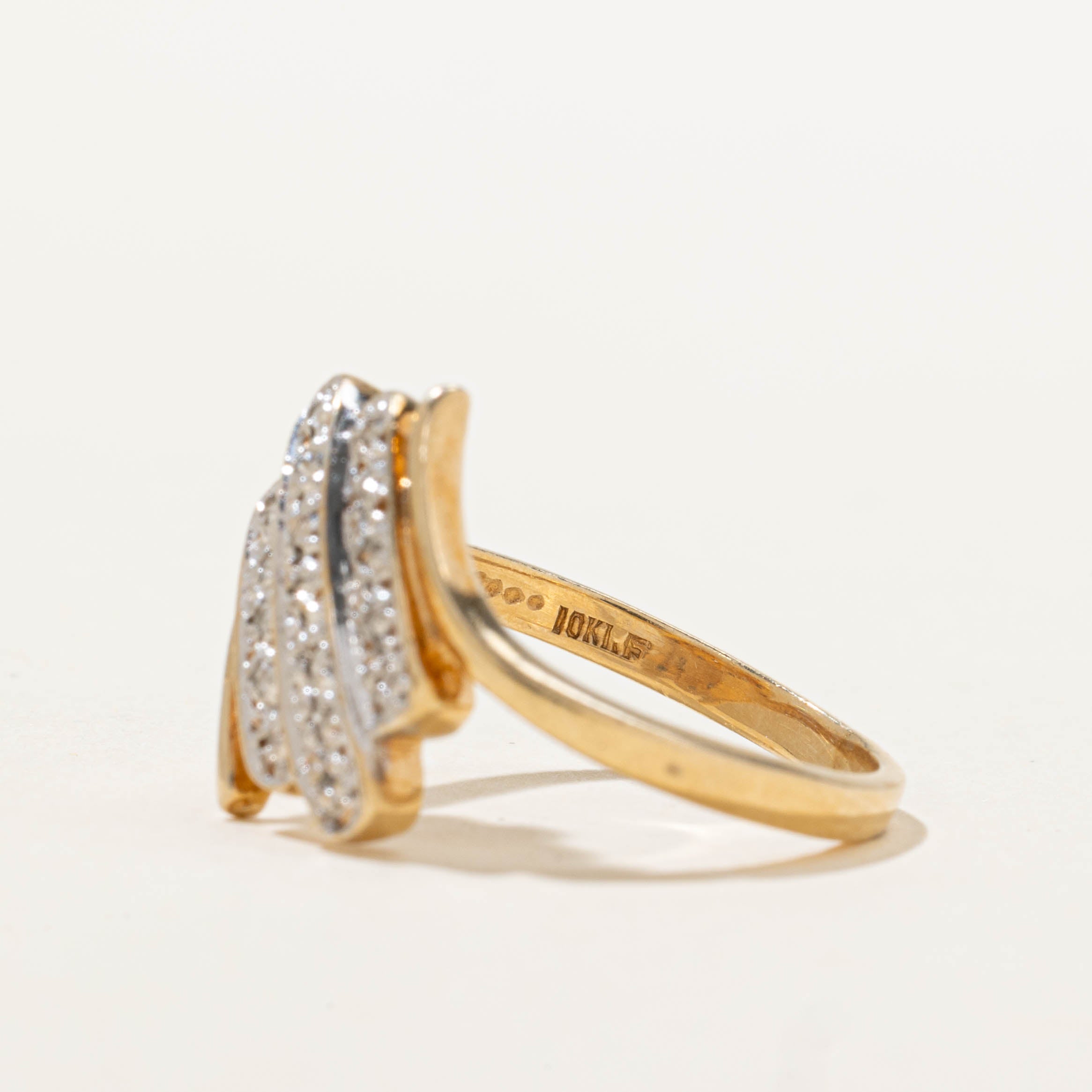 10k Diamond Multi Diagonal Row Bypass Ring | SZ 6