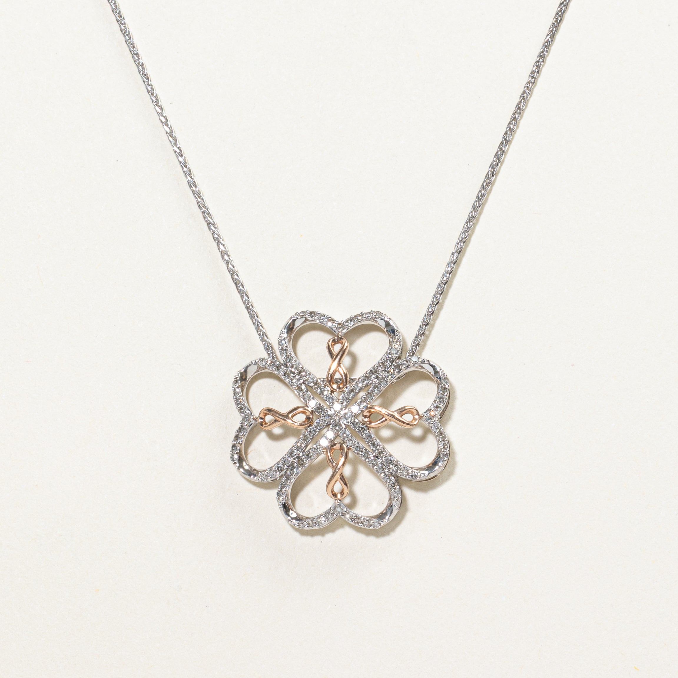White Gold Diamond Clover Leaf Pendant Necklace | 0.30ct | 18"