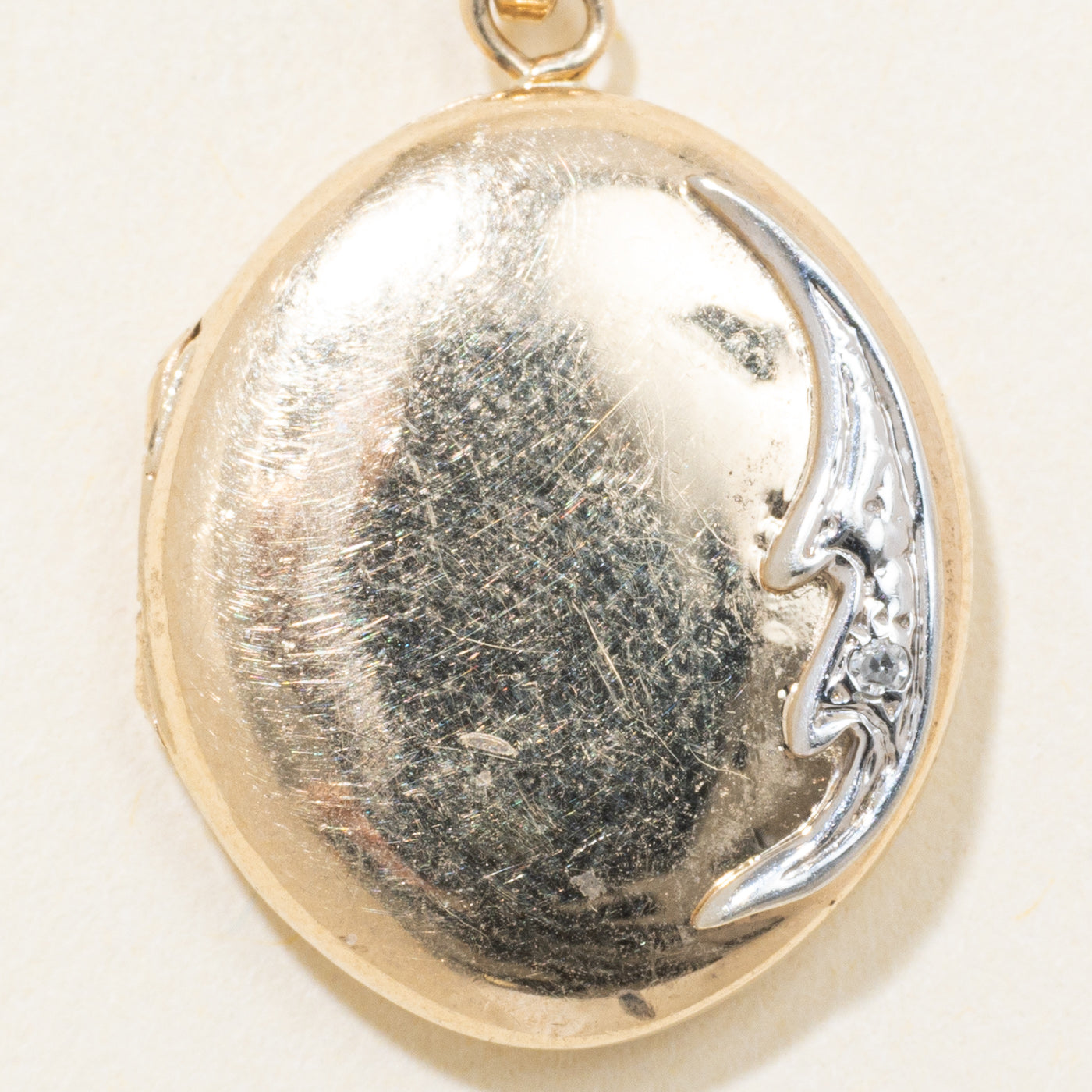 10k Two Tone Gold Diamond Oval Locket