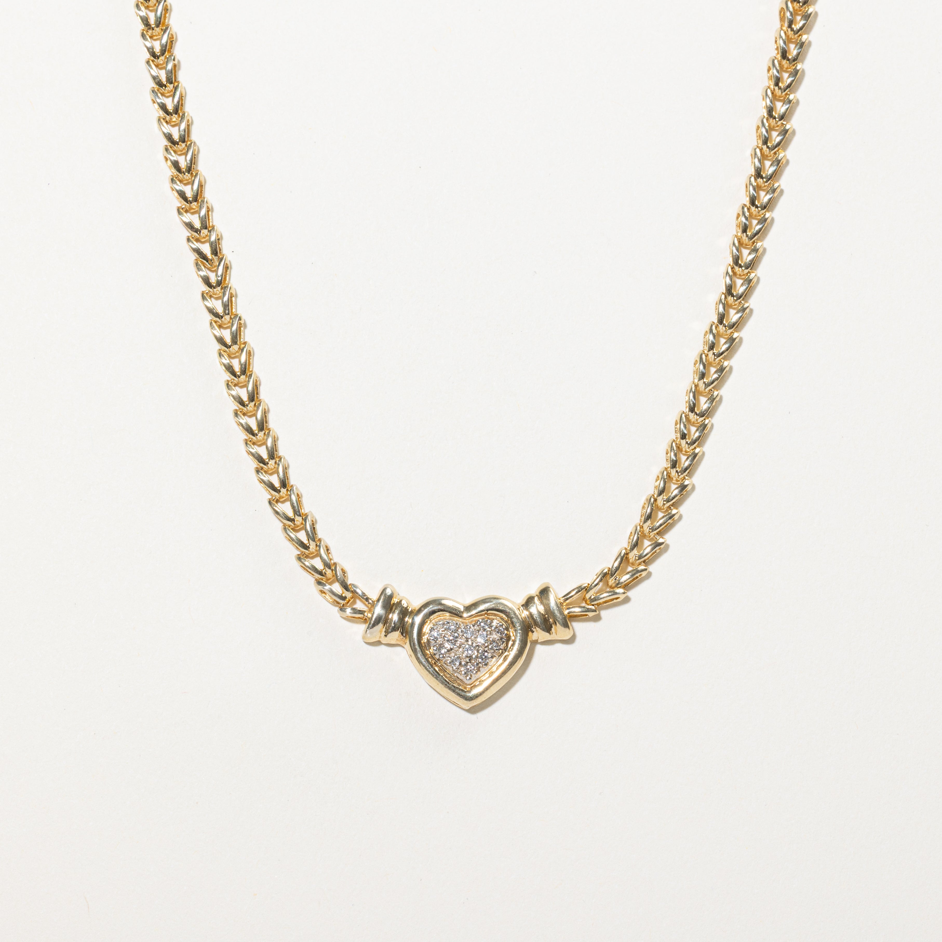 Diamond Heart Cluster Grooved Pendant Necklace | 0.11ctw | 16"