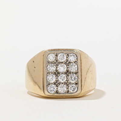 Diamond Grid Signet Ring | 1.02ctw | SZ 10.5 |