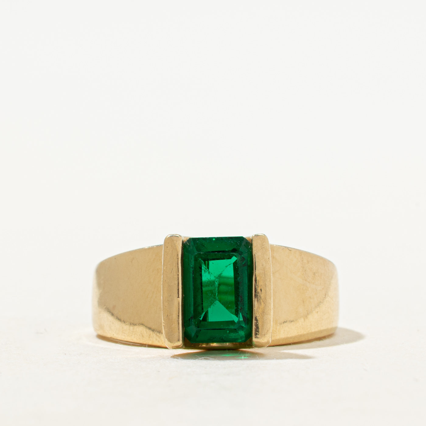 Tension Set Synthetic Emerald Ring | 1.21ct | SZ 6.5