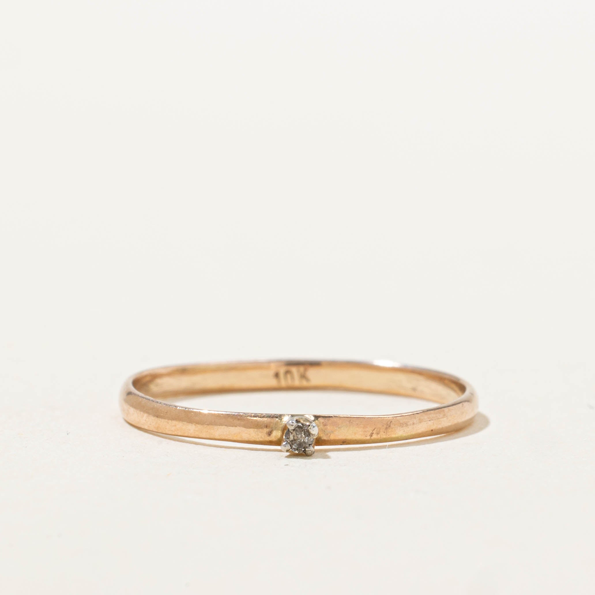 10k Single Diamond Thin Stacking Band | SZ 5.5