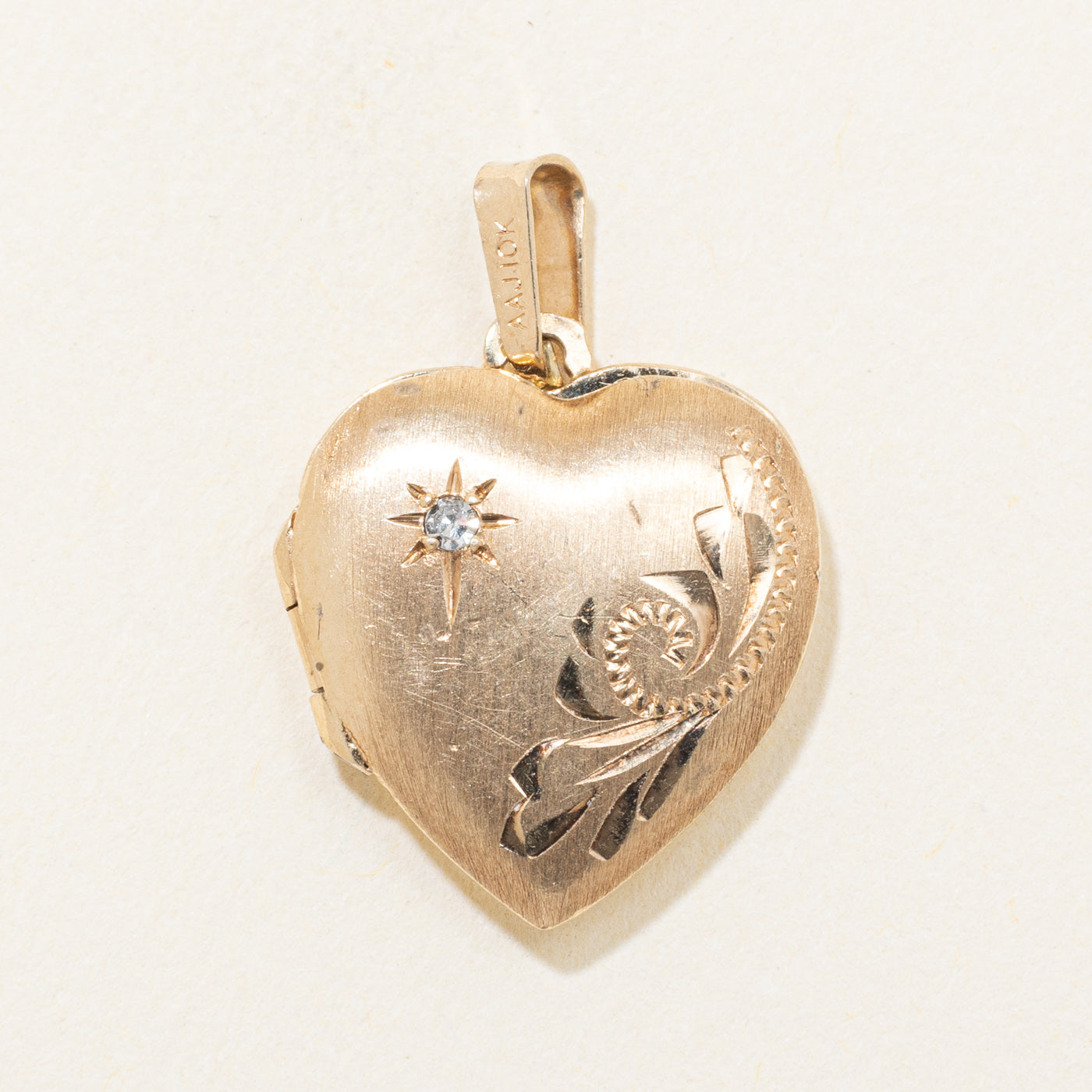 10k Yellow Gold Star Set Diamond Heart Locket
