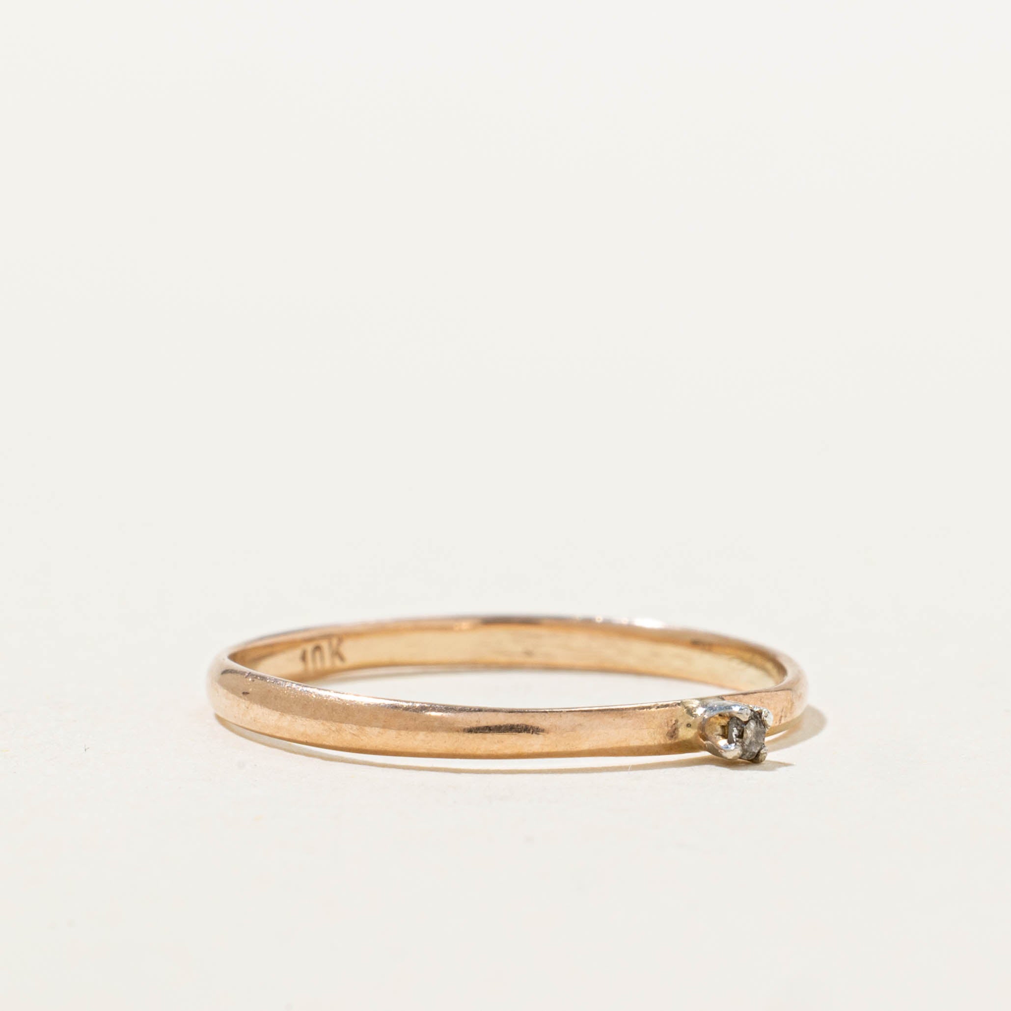 10k Single Diamond Thin Stacking Band | SZ 5.5
