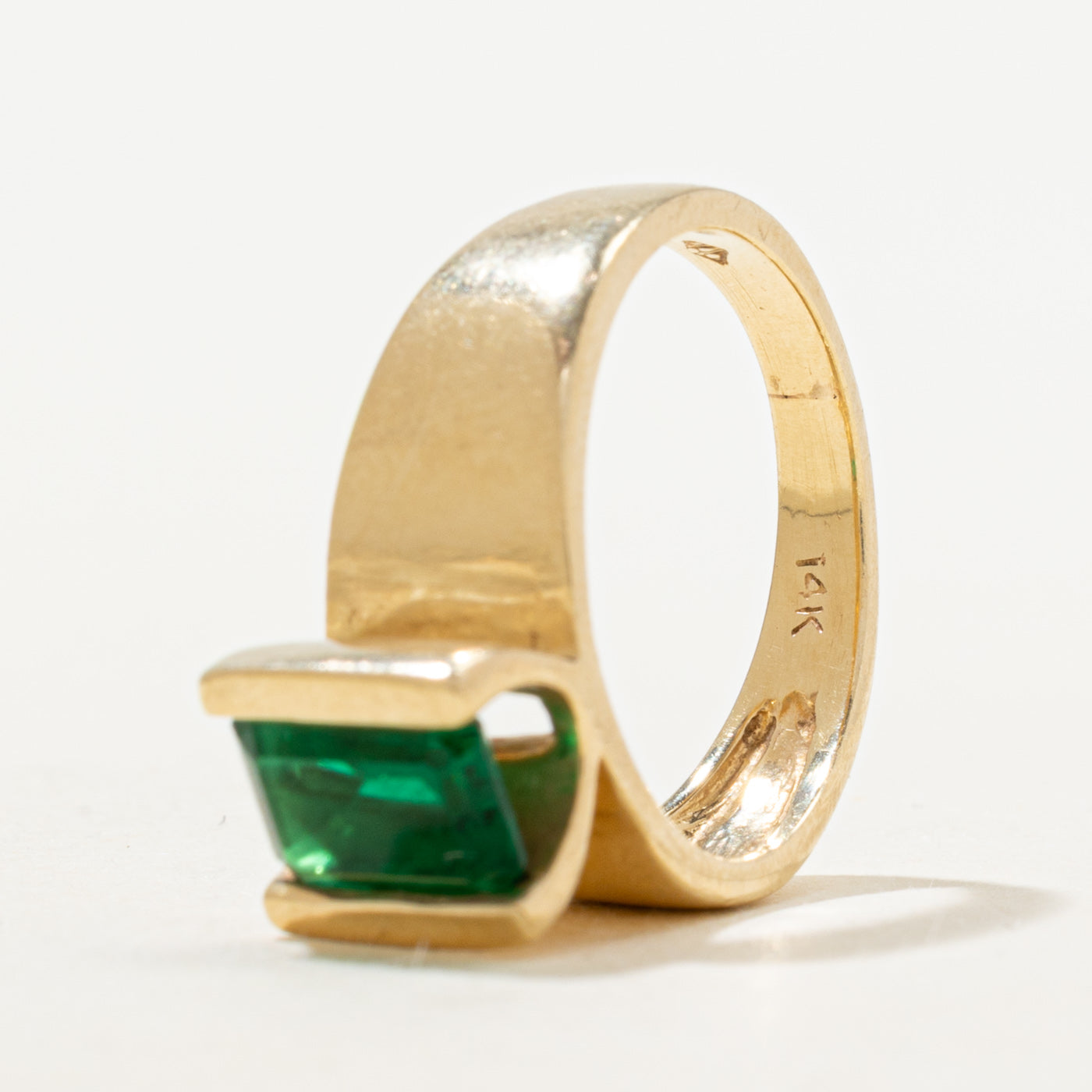 Tension Set Synthetic Emerald Ring | 1.21ct | SZ 6.5