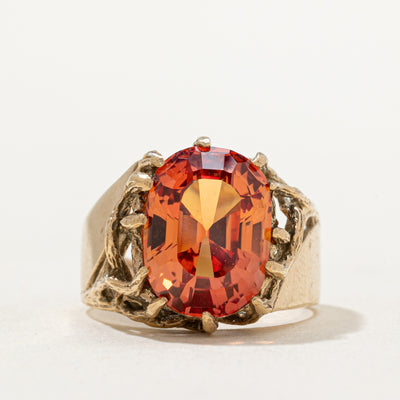 Synthetic Orange Sapphire Cocktail Ring | 11.00ct | SZ 8.75
