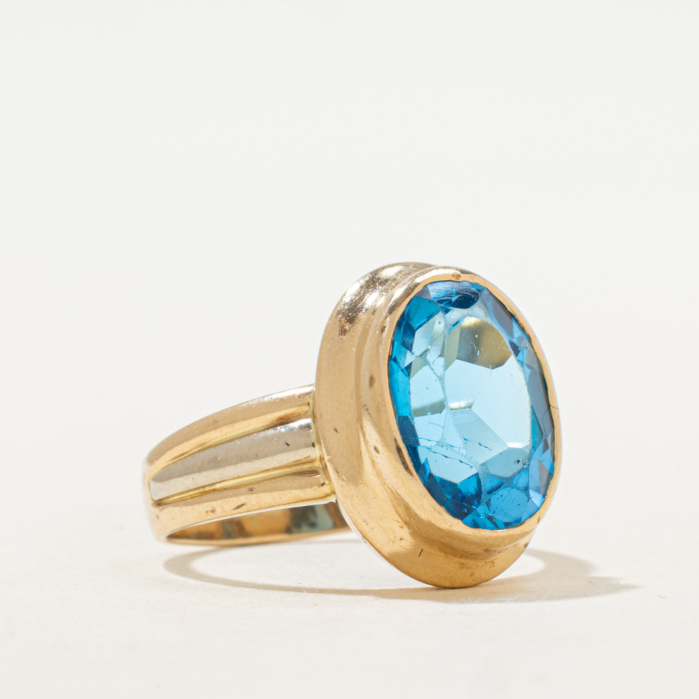 Bezel Set Blue Topaz Cocktail Ring | 6.50ct | SZ 8.75