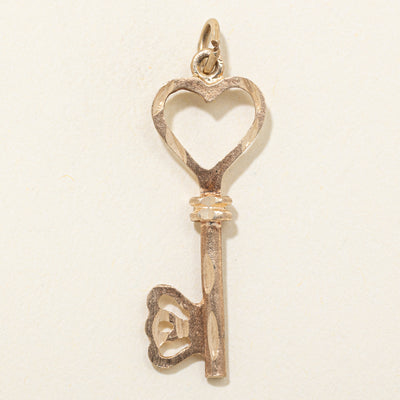 10k Yellow Gold Textured Key Charm