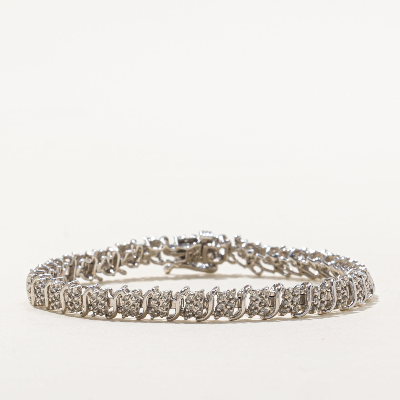 Diamond Cluster Wave Tennis Bracelet | 0.40ctw | 7"