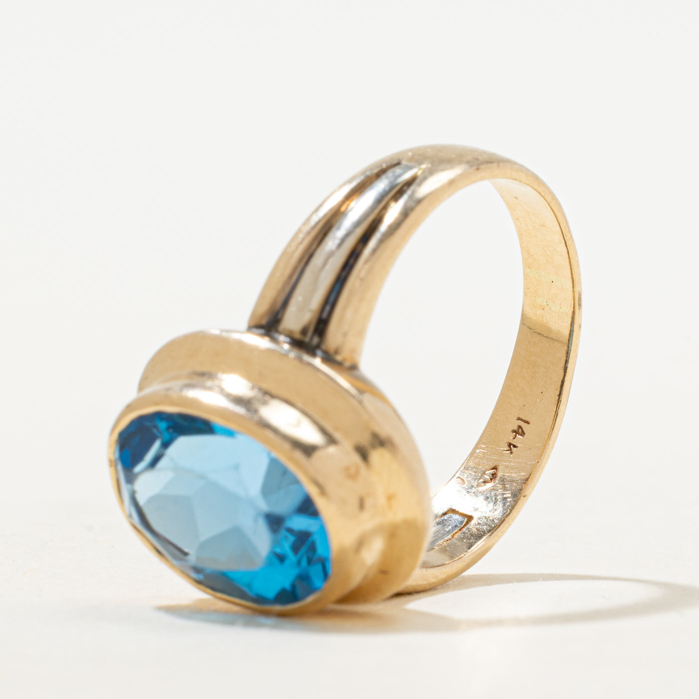 Bezel Set Blue Topaz Cocktail Ring | 6.50ct | SZ 8.75