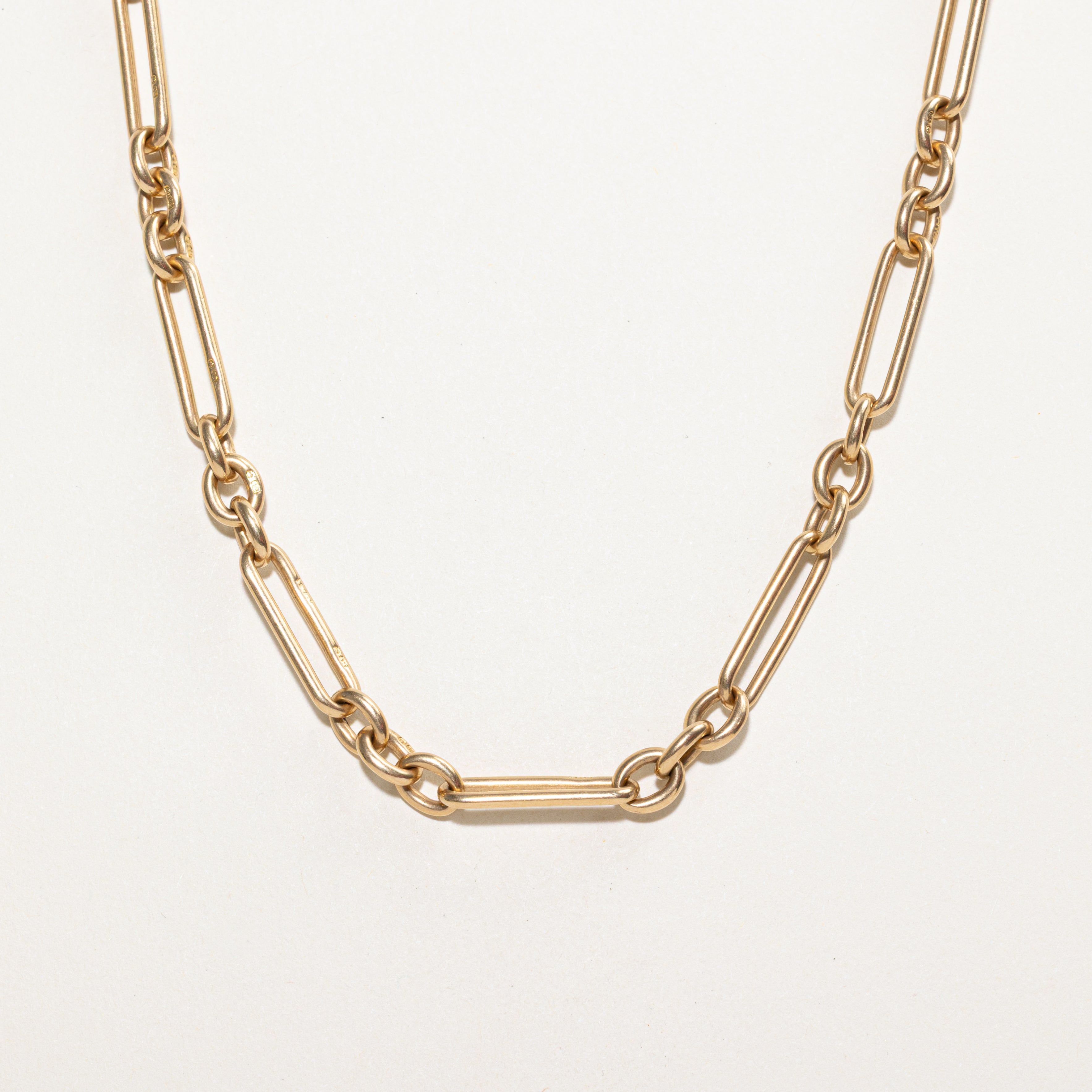 Birmingham 18k Trombone Link T Bar Watch Chain | 14"