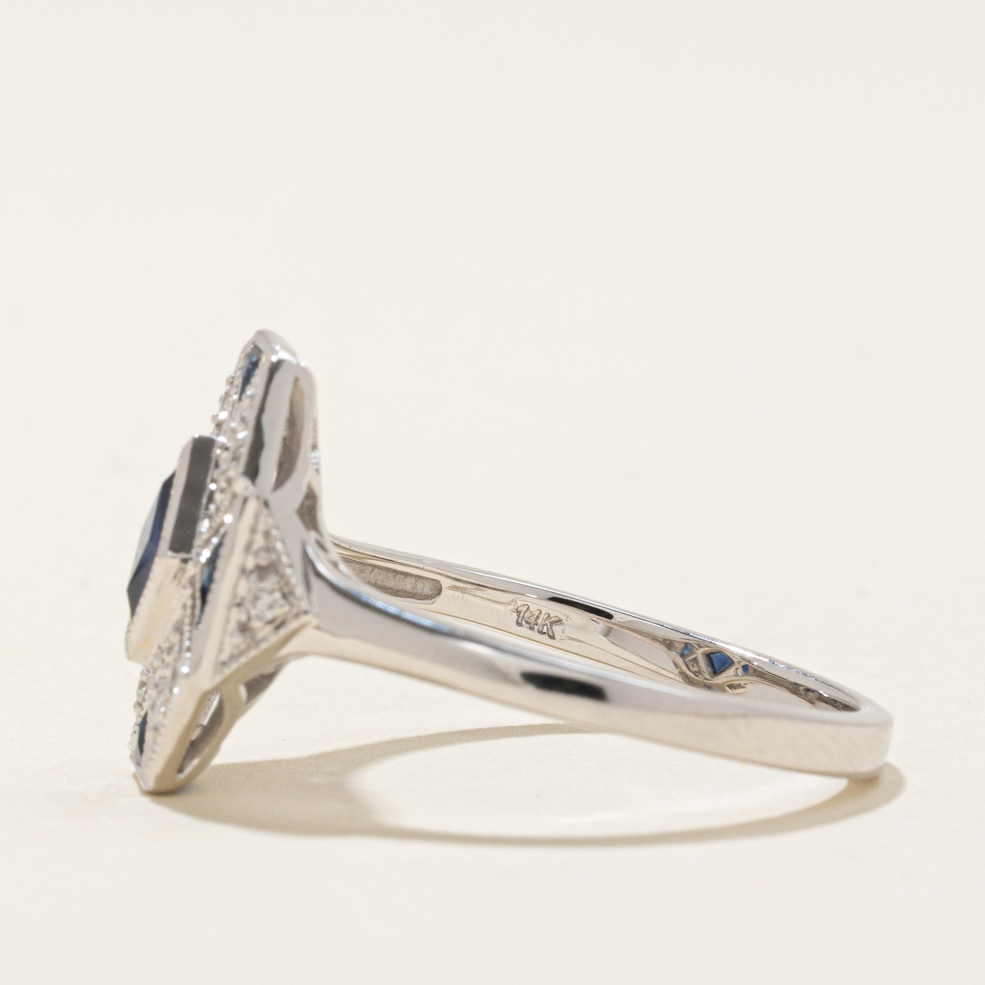 '100 Ways' Art Deco Inspired Diamond and Sapphire Ring | SZ 6.75