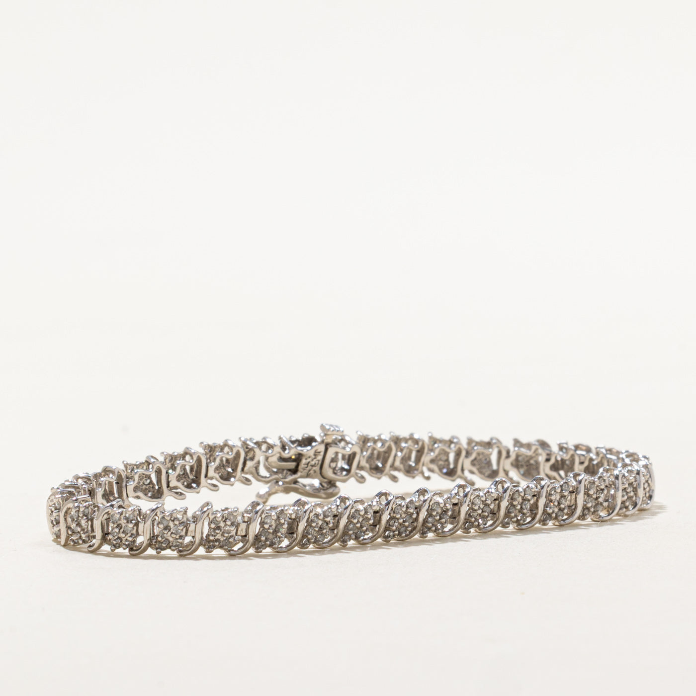 Diamond Cluster Wave Tennis Bracelet | 0.40ctw | 7"