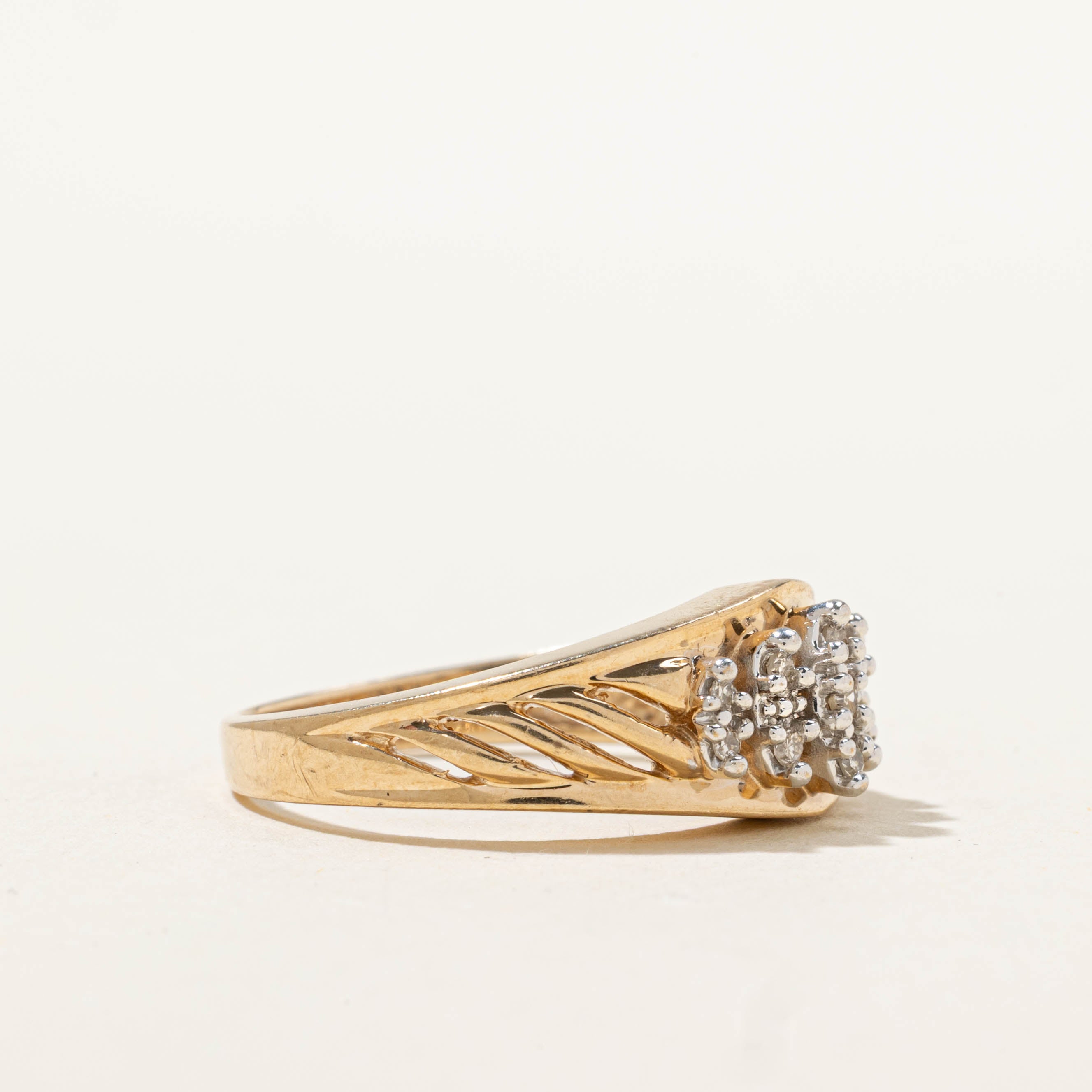 10k Illusion Set Diamond Marquise Grooved Ring | SZ 6.75