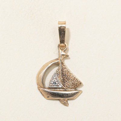10k Diamond Sailboat Pendant